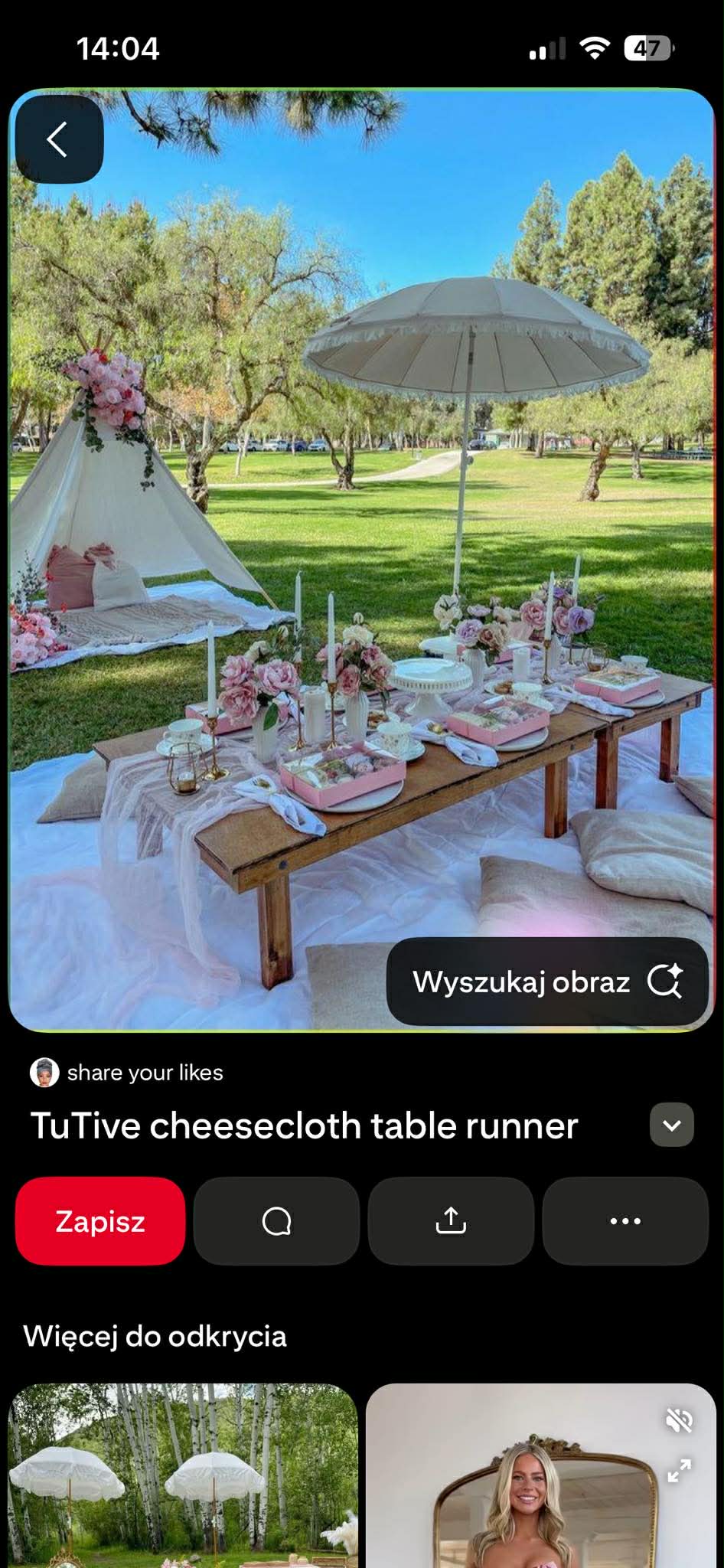 Piknik z różowymi dekoracjami